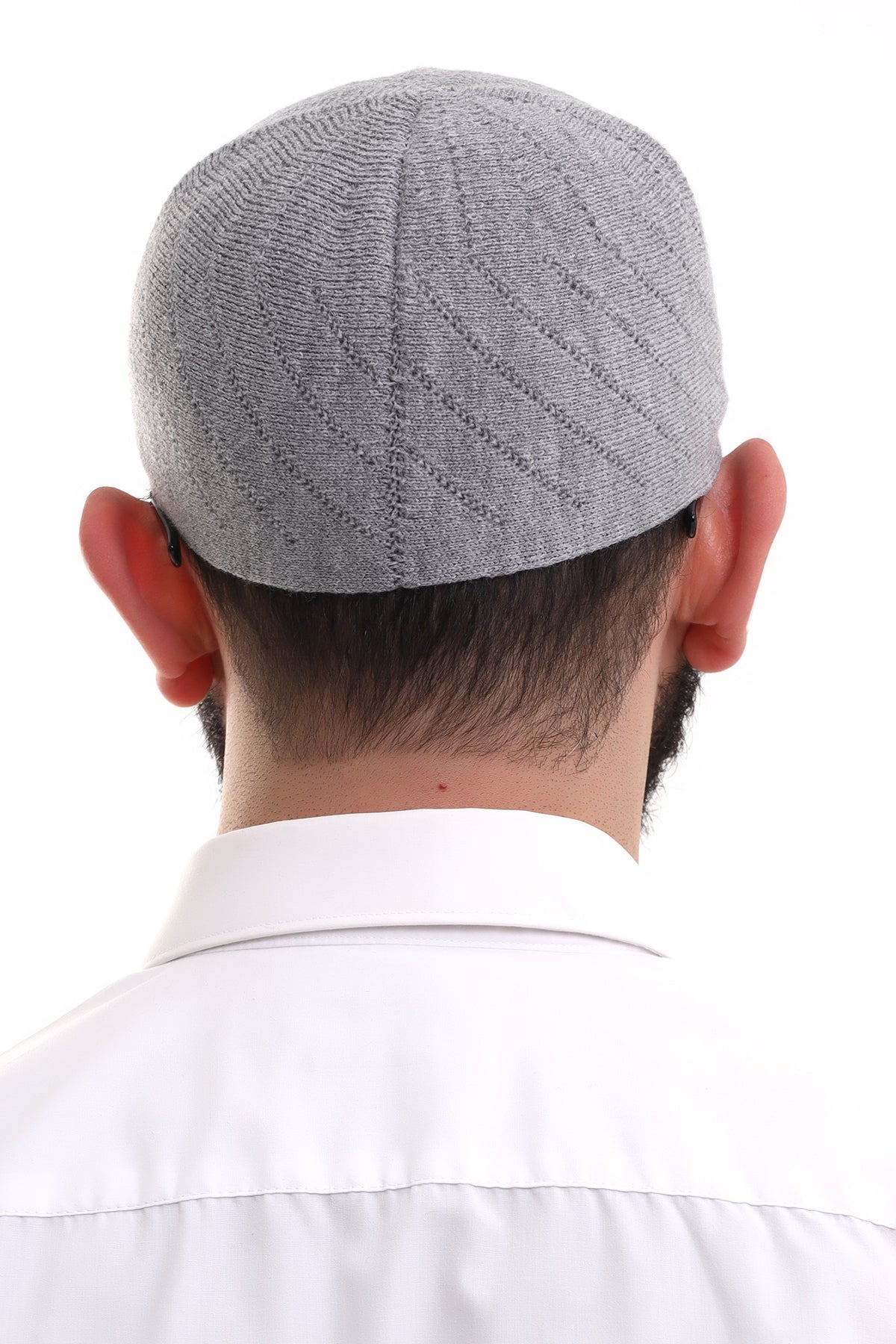 Gray Winter Cross - Patterned Woven Skullcap Hat - ihvan