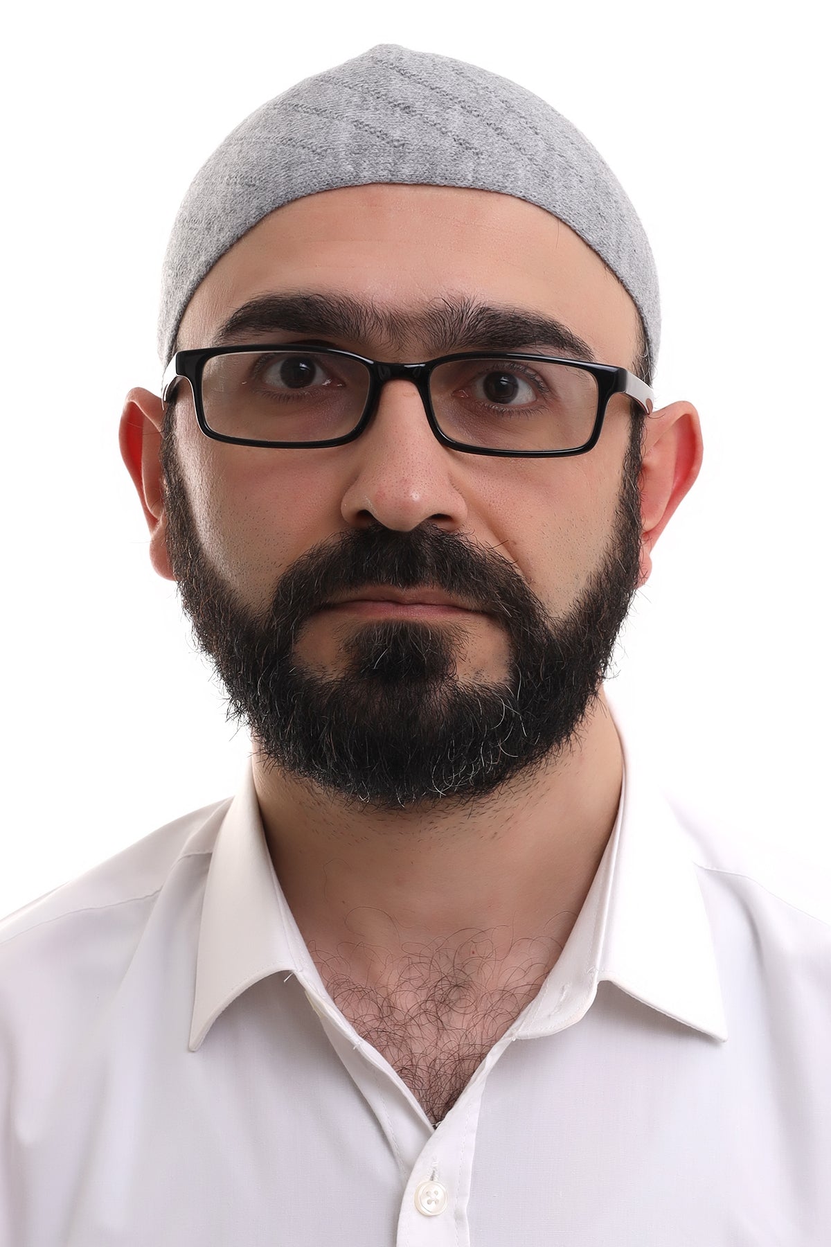 Gray Winter Cross - Patterned Woven Skullcap Hat - ihvan
