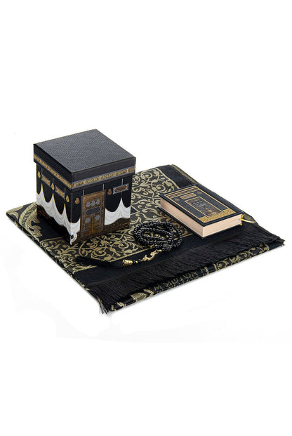 Quran & Muslim Prayer Rug Gift Set | Sajadah (Janamaz) | Tasbih | Kaaba Box - Ihvan