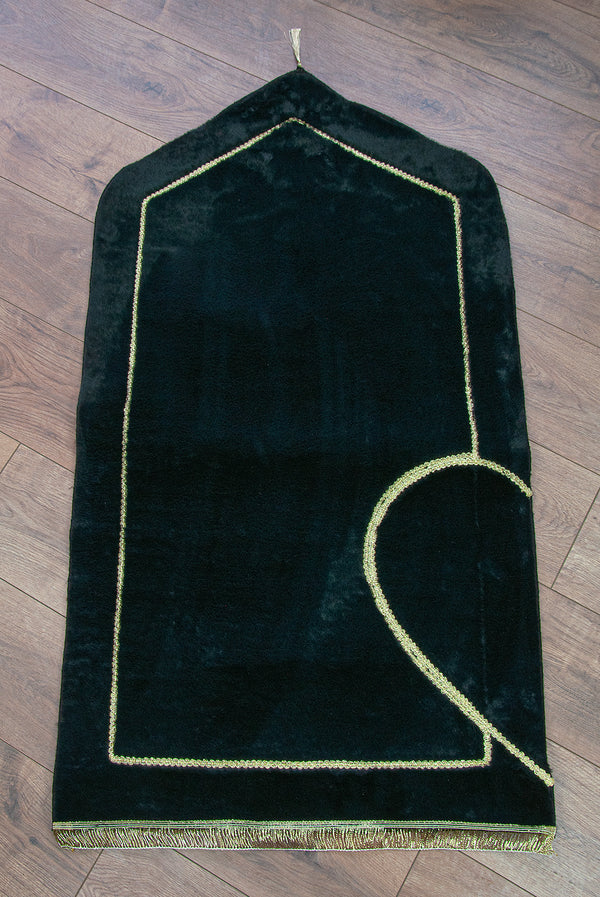 Premium White & Black Muslim Prayer Rug Set for Couples | Padded Velvet - Ihvan