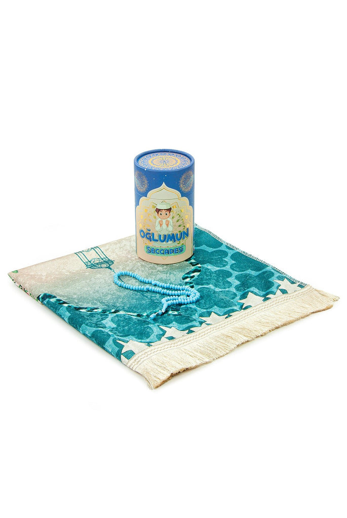 Muslim Prayer Rug Set for Kids | Sajadah (Janamaz) | Tasbih | Coin Bank - Ihvan
