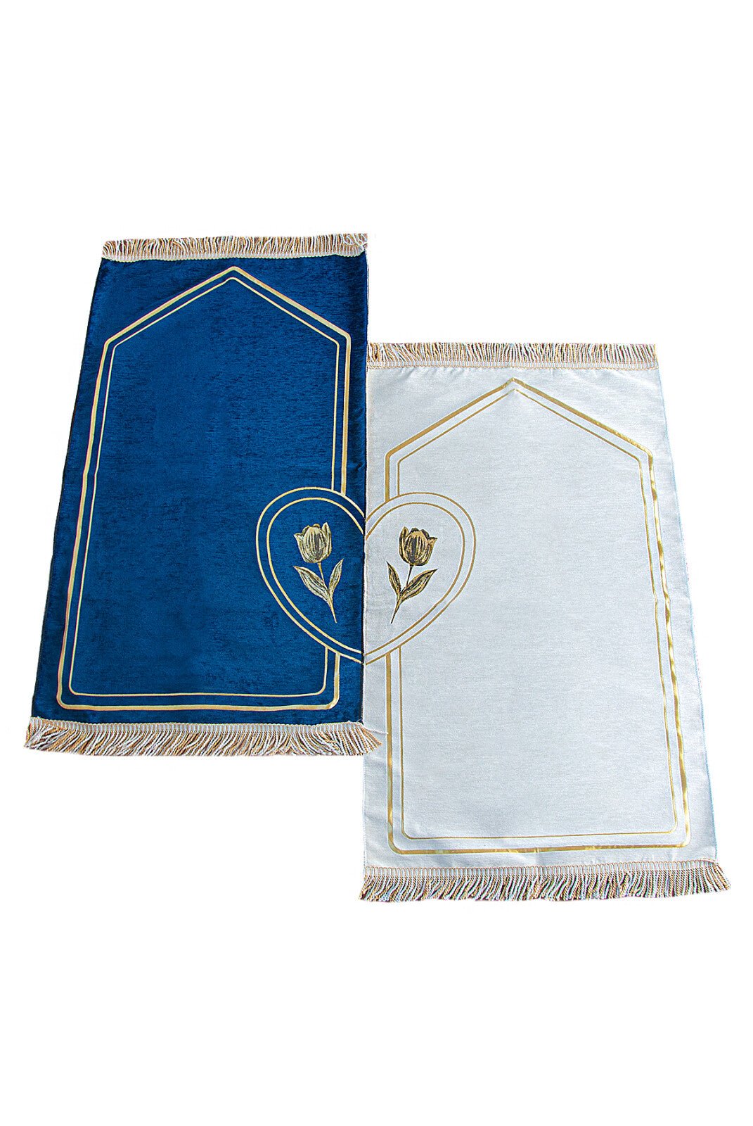 Personalized Muslim Prayer Rug Set for Couples | Chenille Janamaz with Tasbih - Ihvan