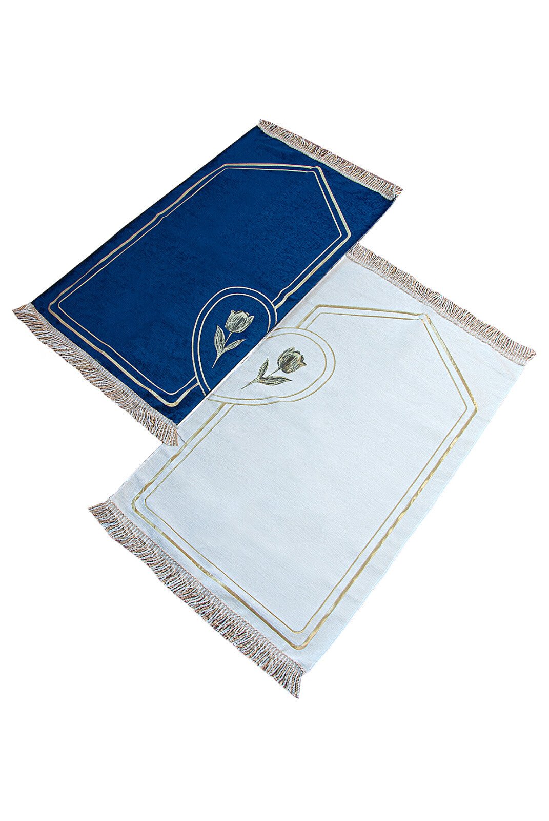 Personalized Muslim Prayer Rug Set for Couples | Chenille Janamaz with Tasbih - Ihvan