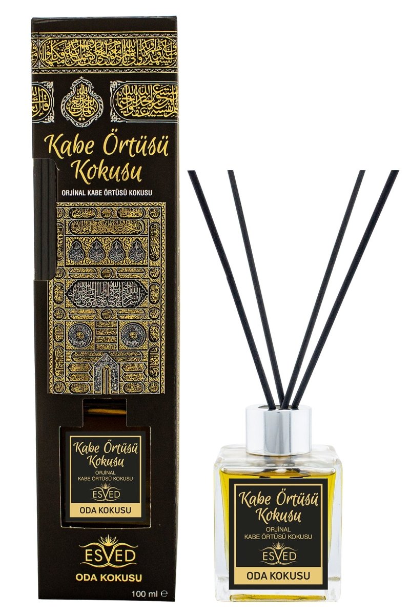 Kaaba Cover Scented Diffuser | Islamic Room Air Freshener with Bamboo Sticks | Long-Lasting Room Fragrance - Ihvan