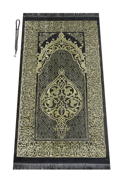 Kaaba Design Muslim Prayer Rug Gift Set (Sajadah | Tasbih | Cylinder Box) - Ihvan