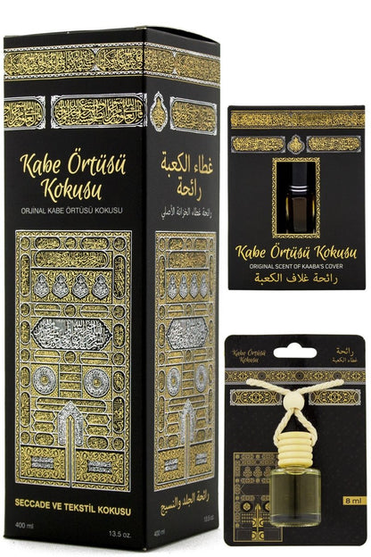 Kaaba Scented Fragrance Gift Set | Room Spray, Car Air Freshener & Personal Roll-On | Alcohol-Free Islamic Scent - Ihvan