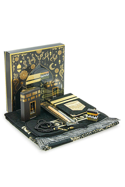 Luxury Black Muslim Prayer Gift Set (Sajadah | Tasbih | Yaseen Book) - Ihvan