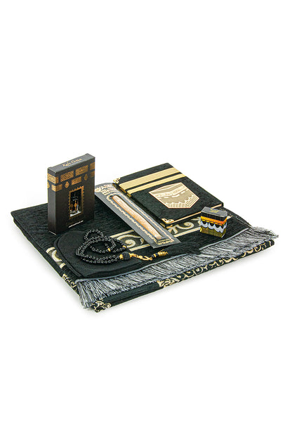 Luxury Black Muslim Prayer Gift Set (Sajadah | Tasbih | Yaseen Book) - Ihvan