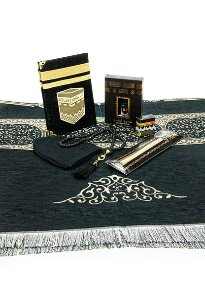 Luxury Black Muslim Prayer Gift Set (Sajadah | Tasbih | Yaseen Book) - Ihvan