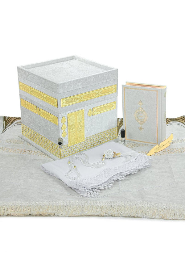 Elegant Kaaba Design Islamic Prayer Gift Set | Muslims Prayer Rug & Holy Quran & Wedding Gift - ihvan
