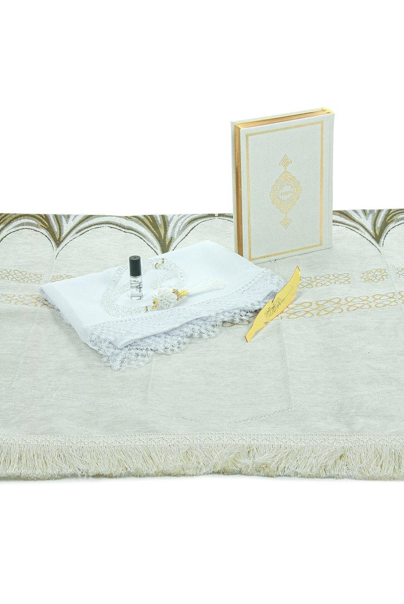Elegant Kaaba Design Islamic Prayer Gift Set | Muslims Prayer Rug & Holy Quran & Wedding Gift - ihvan
