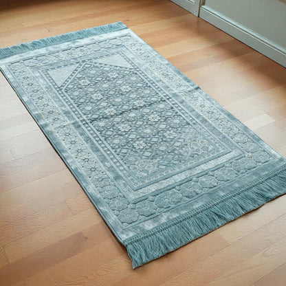 Premium Thick and Velvet Pearl Prayer Mat Islamic for Islamic Gifts Cream