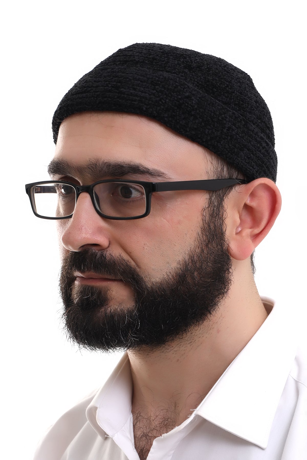Muslim Men’s Folded Knit Black Kufi Hat | Prayer Cap | Soft & Breathable Islamic Skullcap (Taqiyah) - Ihvan