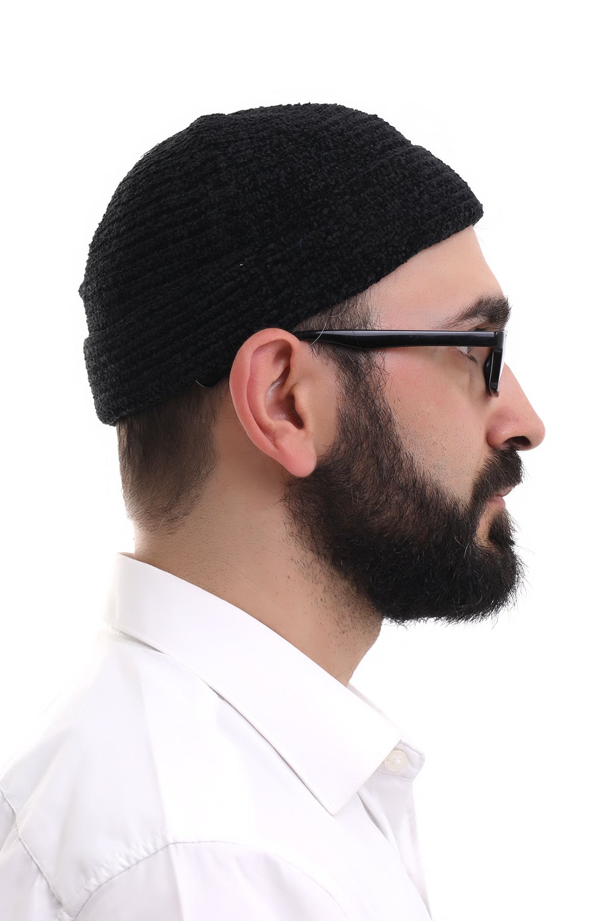 Muslim Men’s Folded Knit Black Kufi Hat | Prayer Cap | Soft & Breathable Islamic Skullcap (Taqiyah) - Ihvan