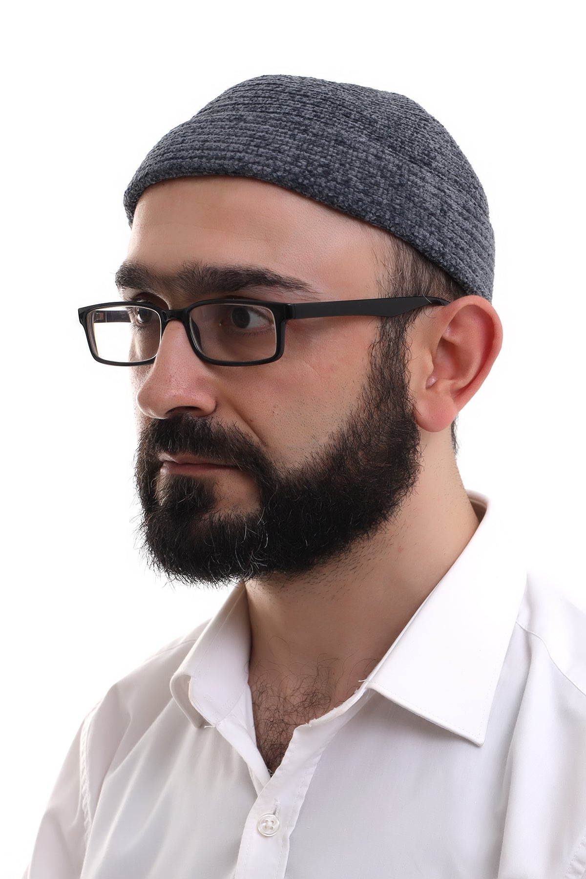 Grey Folding Plain Pattern Winter Velvet Hat Skullcap Hat - ihvan