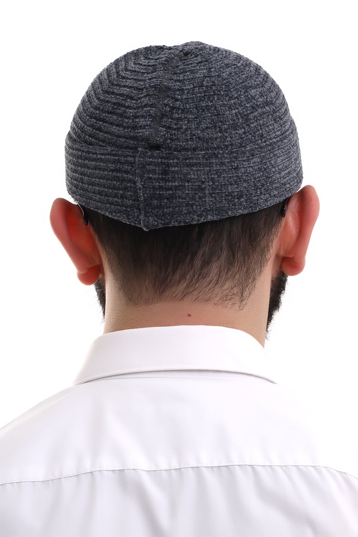 Grey Folding Plain Pattern Winter Velvet Hat Skullcap Hat - ihvan