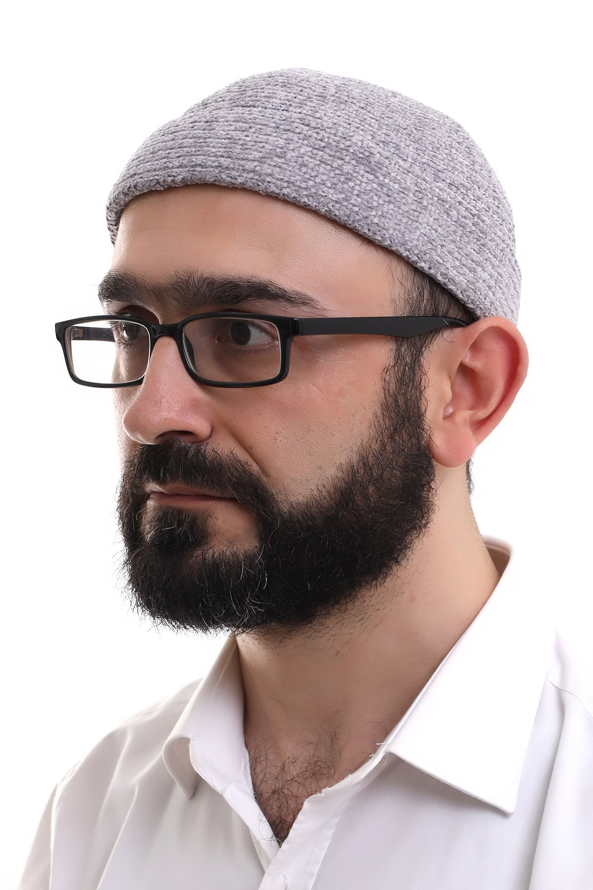 Grey Folding Plain Pattern Winter Velvet Hat Skullcap Hat - ihvan