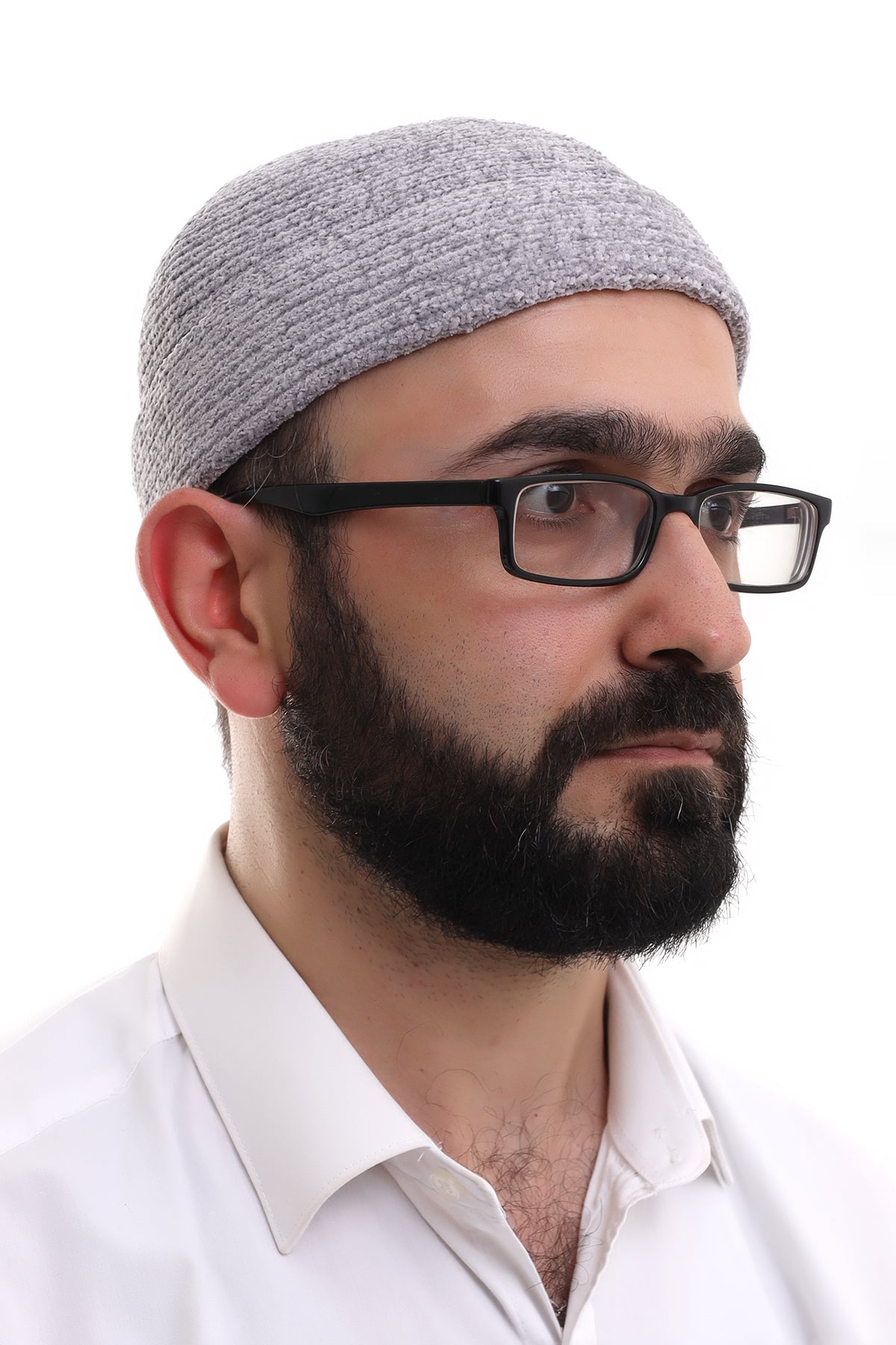 Grey Folding Plain Pattern Winter Velvet Hat Skullcap Hat - ihvan