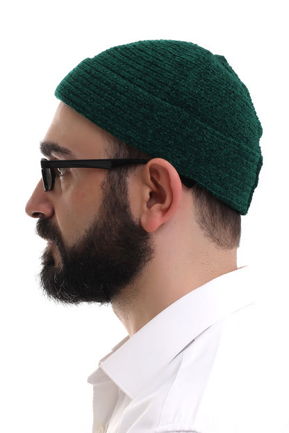 Muslim Men’s Green Knit Kufi Hat | Prayer Cap | Soft & Breathable Islamic Skullcap (Taqiyah) - Ihvan