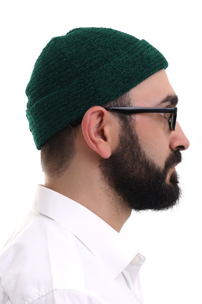 Muslim Men’s Green Knit Kufi Hat | Prayer Cap | Soft & Breathable Islamic Skullcap (Taqiyah) - Ihvan
