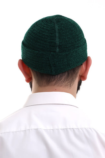 Muslim Men’s Green Knit Kufi Hat | Prayer Cap | Soft & Breathable Islamic Skullcap (Taqiyah) - Ihvan