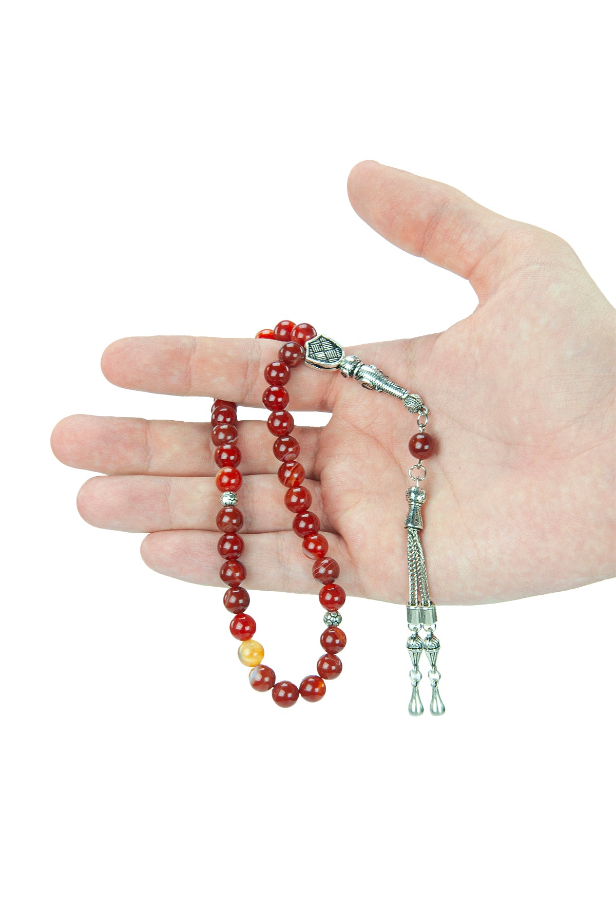 33-Bead Orange Tasbih (Tasbeeh) Rosary | Islamic Prayer Beads with Gift Box | Misbaha for Muslim Men - Ihvan