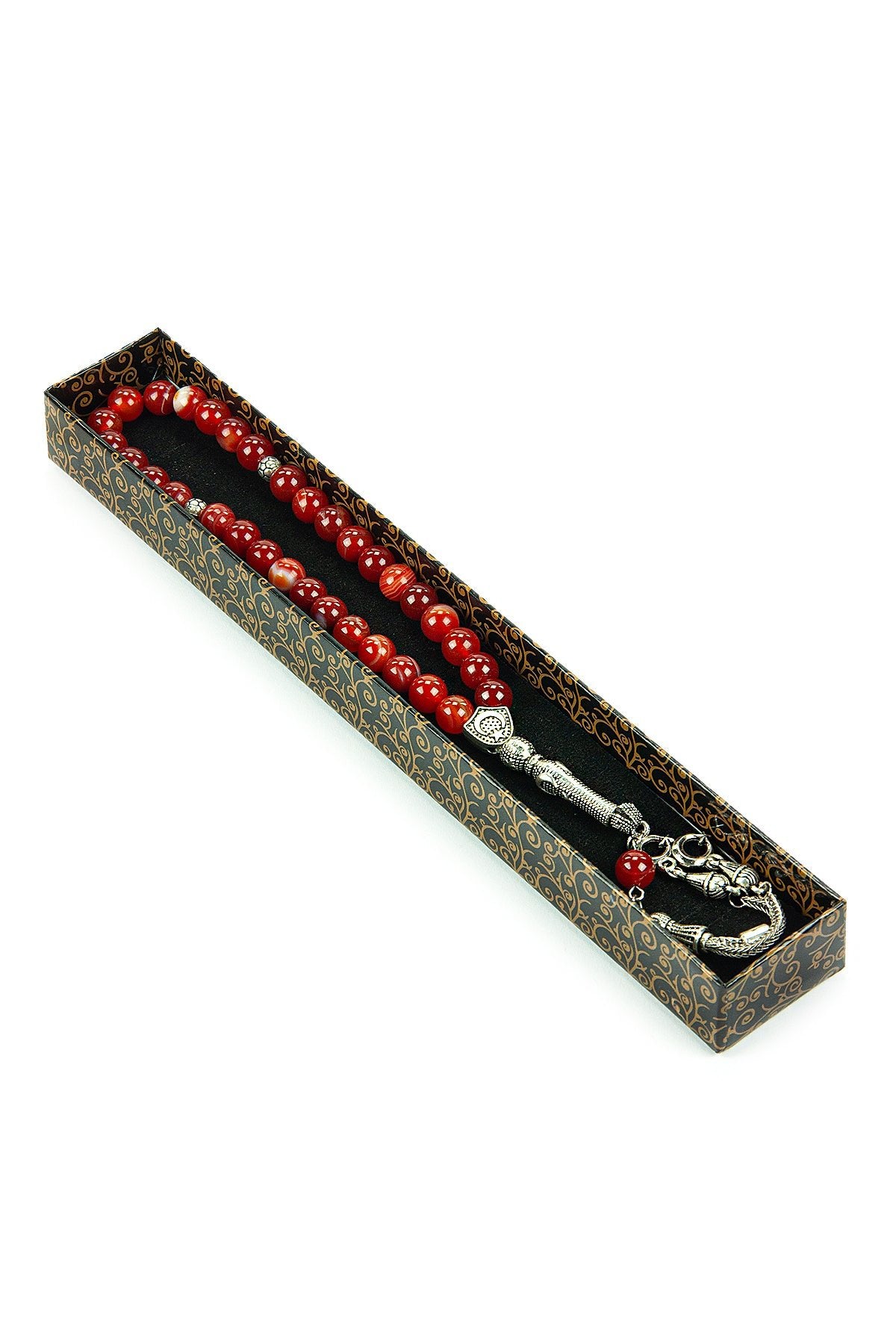 33-Bead Orange Tasbih (Tasbeeh) Rosary | Islamic Prayer Beads with Gift Box | Misbaha for Muslim Men - Ihvan