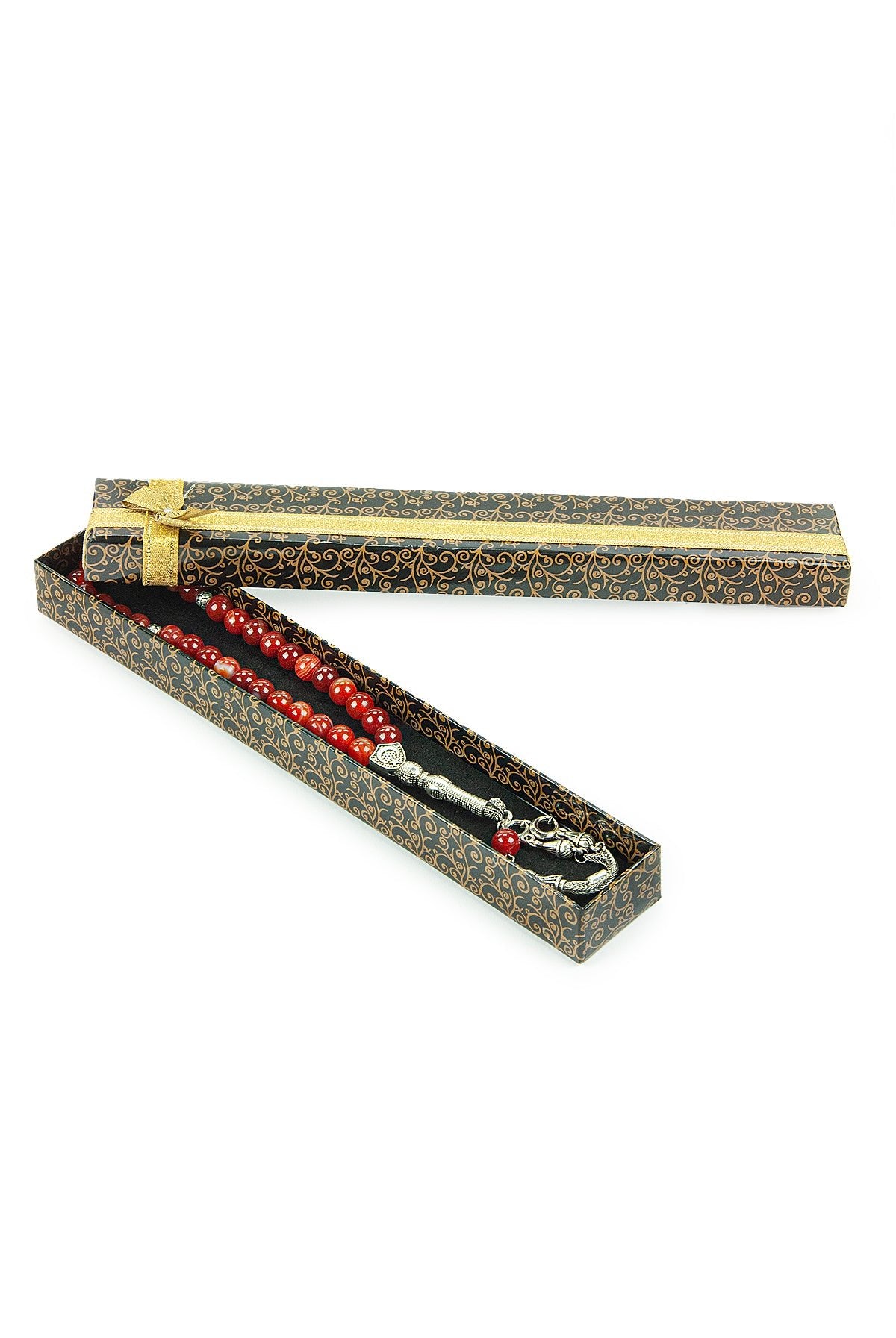 33-Bead Orange Tasbih (Tasbeeh) Rosary | Islamic Prayer Beads with Gift Box | Misbaha for Muslim Men - Ihvan