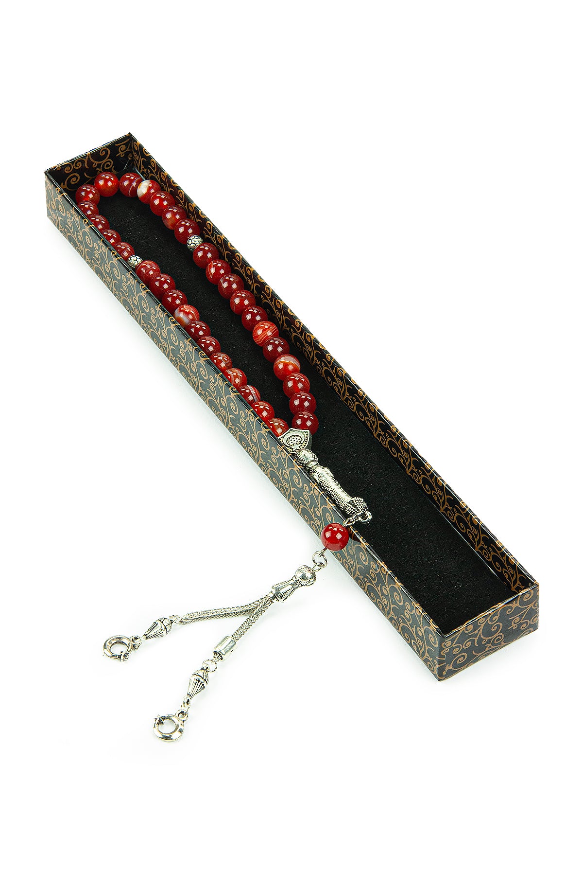 33-Bead Orange Tasbih (Tasbeeh) Rosary | Islamic Prayer Beads with Gift Box | Misbaha for Muslim Men - Ihvan