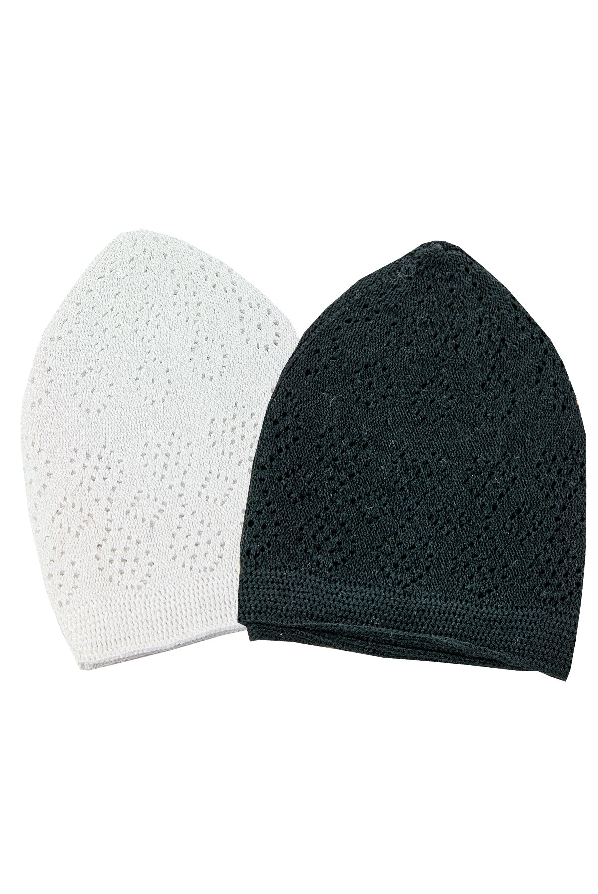 2 Packs of Muslim Knitting Skullcap for Men, Islamic Gifts, Standart Size, Black and White - ihvan