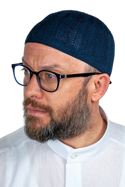 Men’s Navy Blue Knit Kufi Hat | Islamic Prayer Cap | Taqiyah, Takke & Skullcap - Ihvan