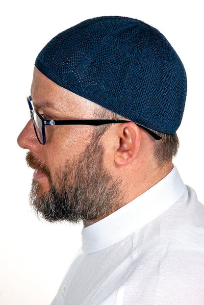 Men’s Navy Blue Knit Kufi Hat | Islamic Prayer Cap | Taqiyah, Takke & Skullcap - Ihvan