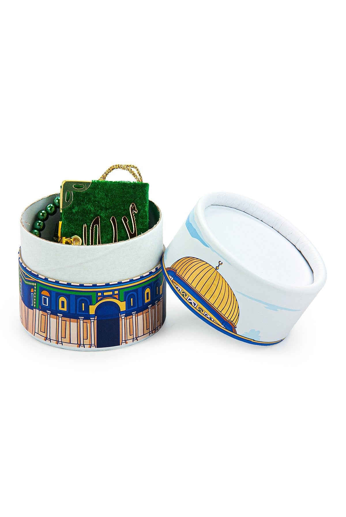 Islamic Prayer Gift Set | Velvet Mini Quran & 99-Bead Tasbih in Cylinder Box - Ihvan
