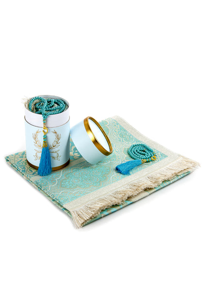 Modern Silky Prayer Rug Gift Set (Sajadah | Tasbih | Decorative Gift Box) - Ihvan
