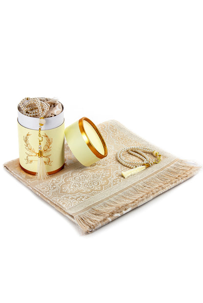 Modern Silky Prayer Rug Gift Set (Sajadah | Tasbih | Decorative Gift Box) - Ihvan