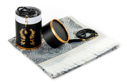Modern Silky Prayer Rug Gift Set (Sajadah | Tasbih | Decorative Gift Box) - Ihvan