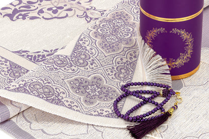 Modern Silky Prayer Rug Gift Set (Sajadah | Tasbih | Decorative Gift Box) - Ihvan