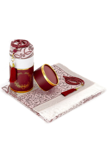 Modern Silky Prayer Rug Gift Set (Sajadah | Tasbih | Decorative Gift Box) - Ihvan