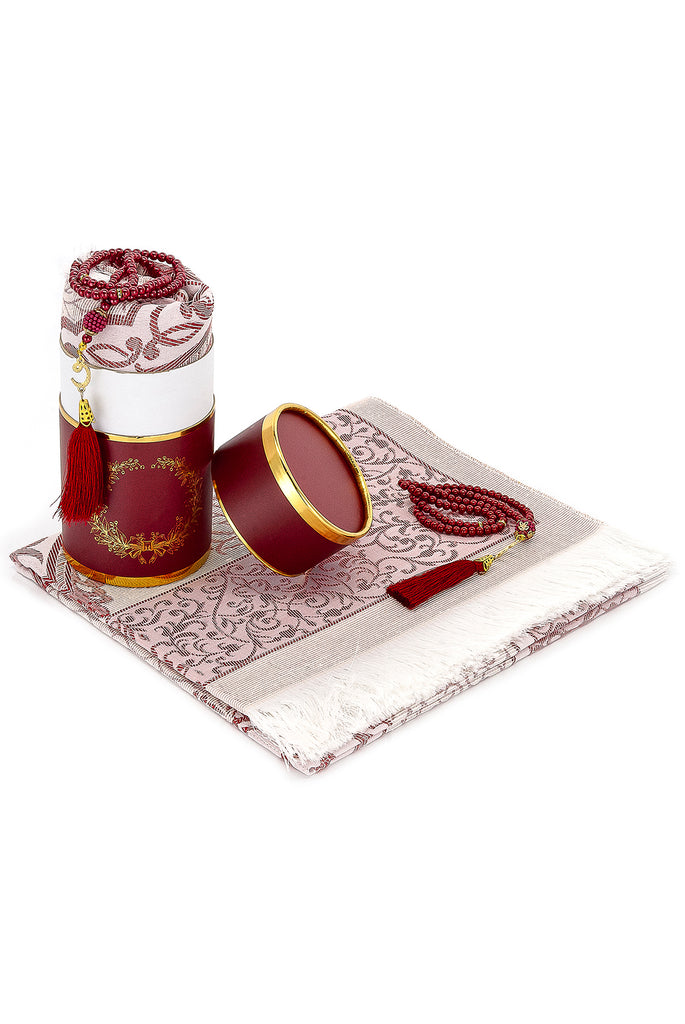 Modern Silky Prayer Rug Gift Set (Sajadah | Tasbih | Decorative Gift Box) - Ihvan
