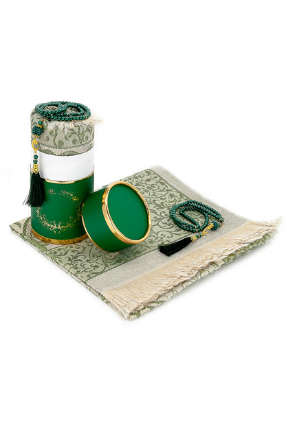 Modern Silky Prayer Rug Gift Set (Sajadah | Tasbih | Decorative Gift Box) - Ihvan