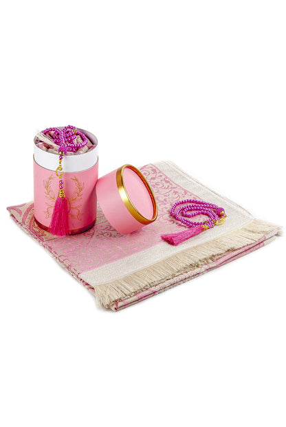 Modern Silky Prayer Rug Gift Set (Sajadah | Tasbih | Decorative Gift Box) - Ihvan