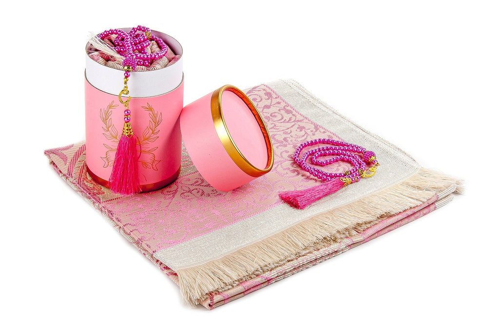 Modern Silky Prayer Rug Gift Set (Sajadah | Tasbih | Decorative Gift Box) - Ihvan