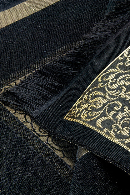Black Islamic Prayer Gift Set | Velvet Yaseen Book, Prayer Rug, Meswak, Tasbih - Ihvan