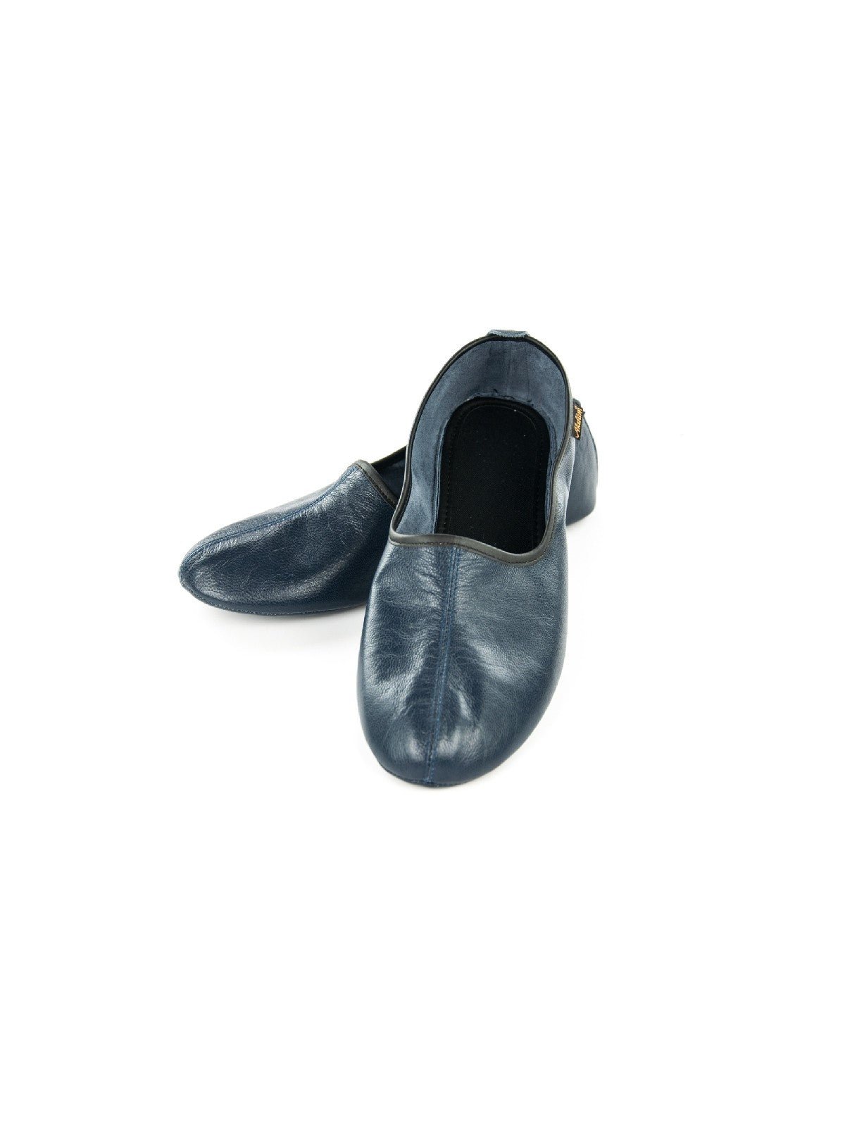 Navy Blue Genuine Leather Handmade Tawaf Shoes for Women | Muslim Khuffain Socks for Salah, Hajj, Umrah & Home Use - Ihvan