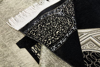 Noble Black Chenille Muslim Prayer Rug (Janamaz | Sajadah| Salah Mat) - Ihvan