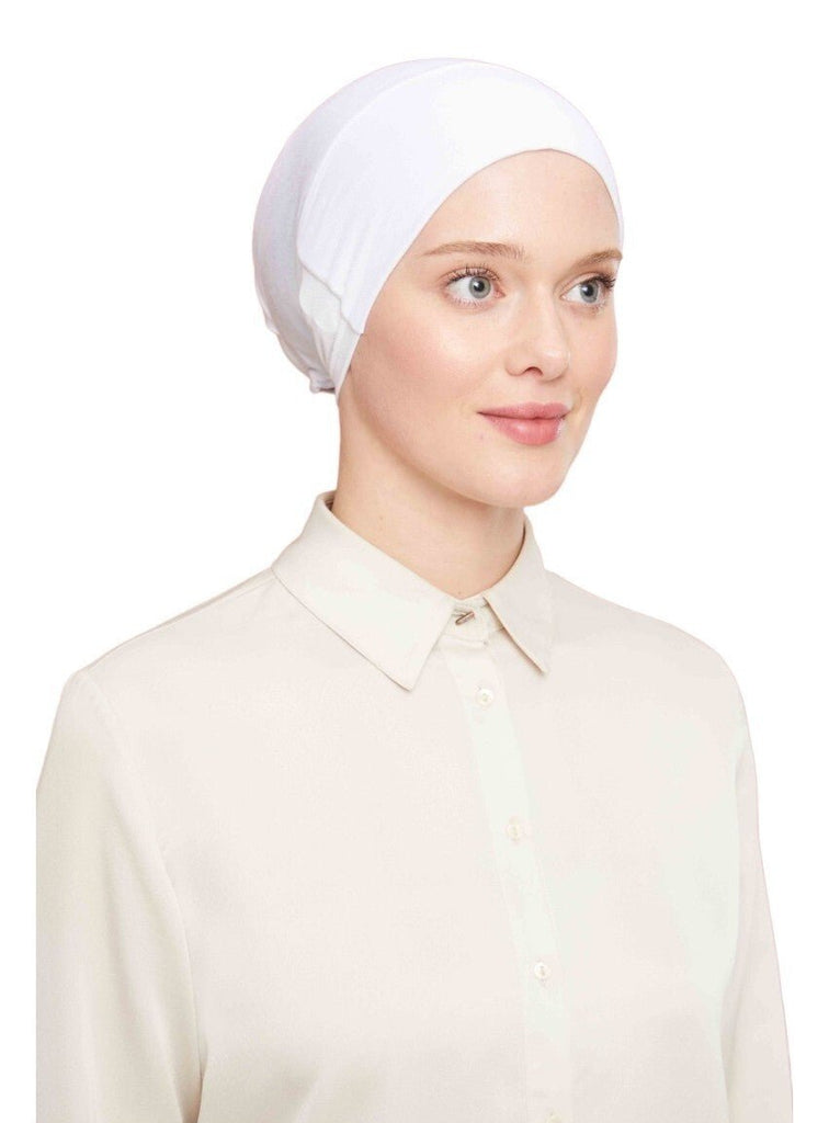 Non-Slip Hijab Undercap | Islamic Women's Hijab Bonnet | Underscarf Bonnet for Muslim Women - White - Ihvan