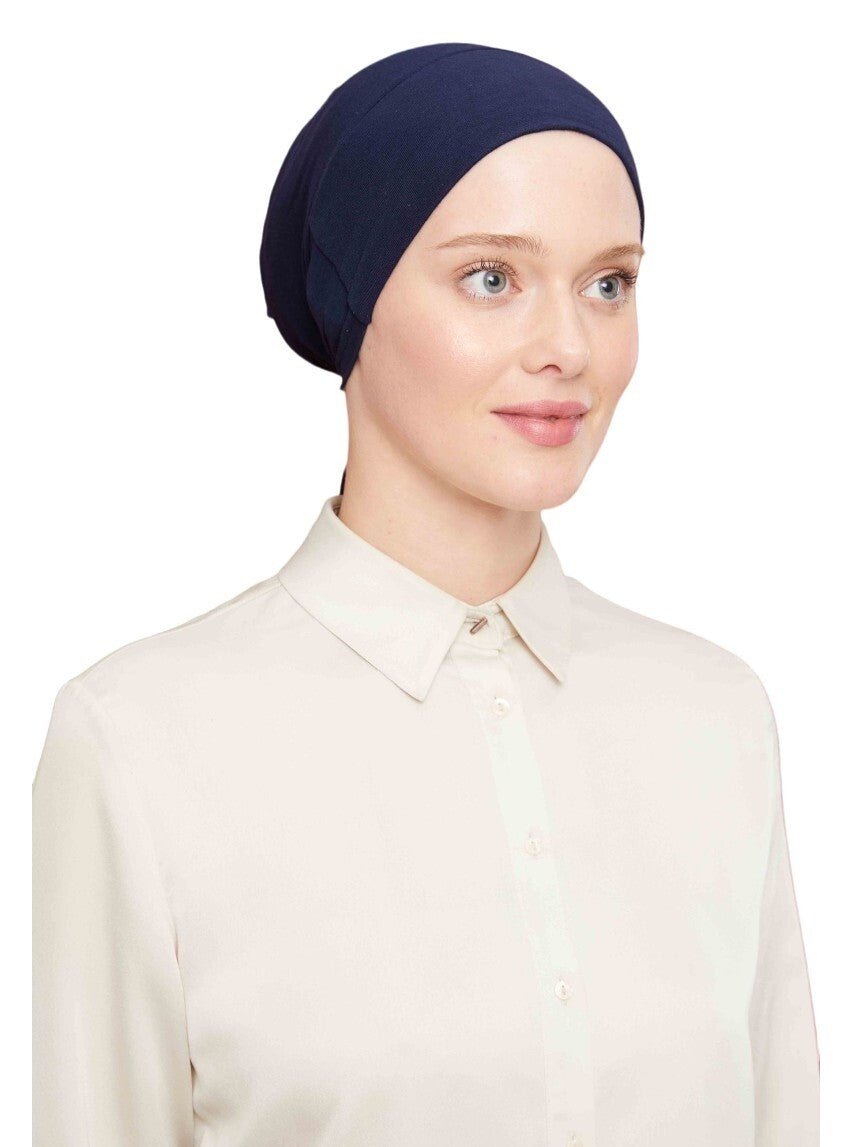 Non-Slip Hijab Undercap | Islamic Women's Hijab Bonnet | Underscarf Bonnet for Muslim Women - Navy - Ihvan