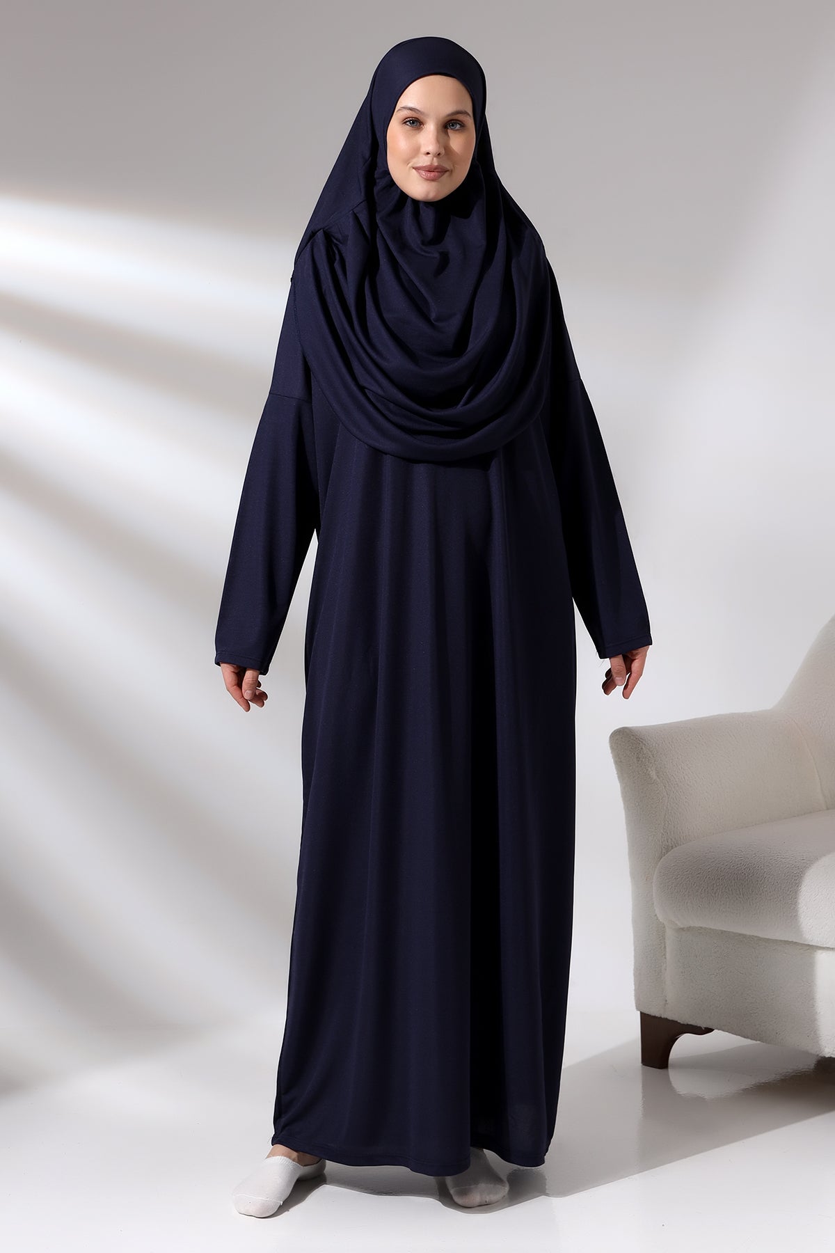 One - Piece Full - Length Long Sleeve Hijab Abaya Dresses for Women with Prayer Rug & Rosary - ihvan