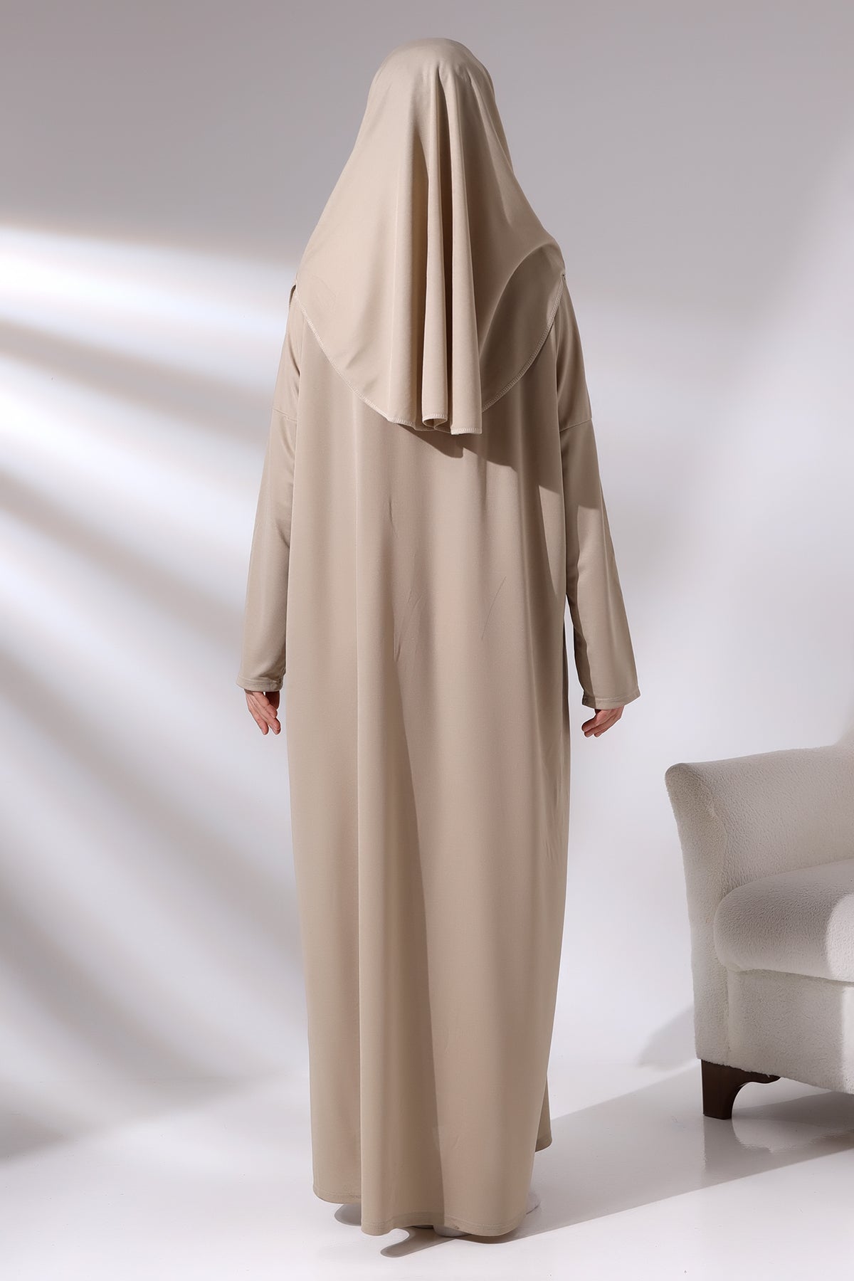 One - Piece Full - Length Long Sleeve Hijab Abaya Dresses for Women with Prayer Rug & Rosary - ihvan