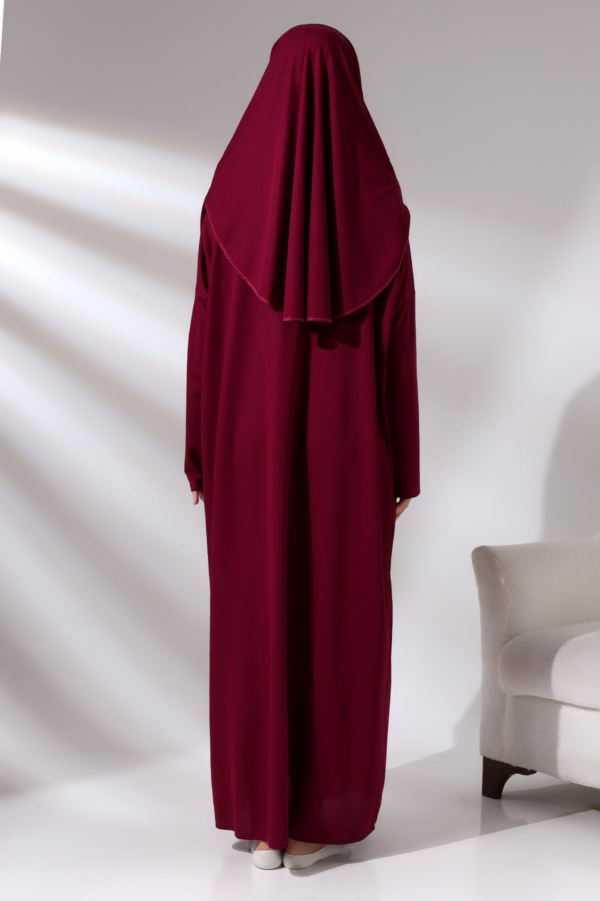 One - Piece Full - Length Long Sleeve Hijab Abaya Dresses for Women with Prayer Rug & Rosary - ihvan